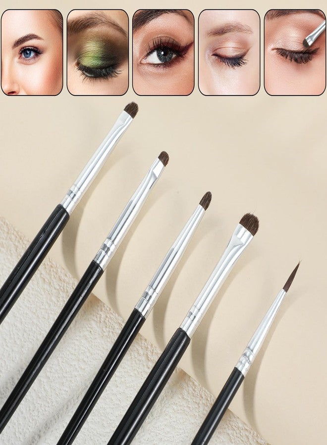Bremorou 5 Pcs Mini Eyeshadow Brush Tiny Makeup Brush Mini Smudge Brush for Eyeliner Eyeshadow Brushes Eyeliner Brushes for Powder Gel Cream Liquid Concealer Eyeliners Blending Corner Highlighter Black Women - Image 4